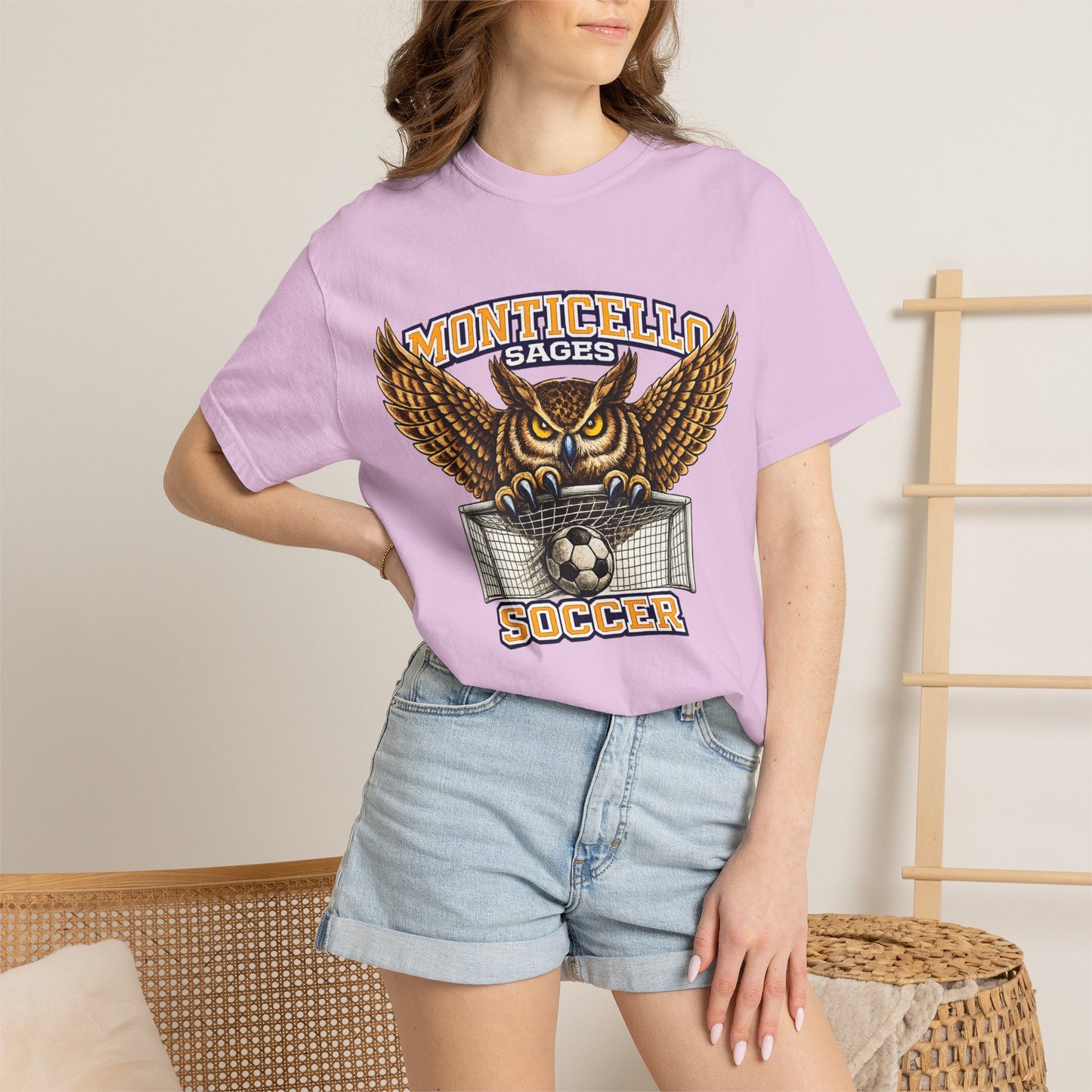 Monticello Sages Soccer T-Shirt — Vintage Owl & Wings Team Tee