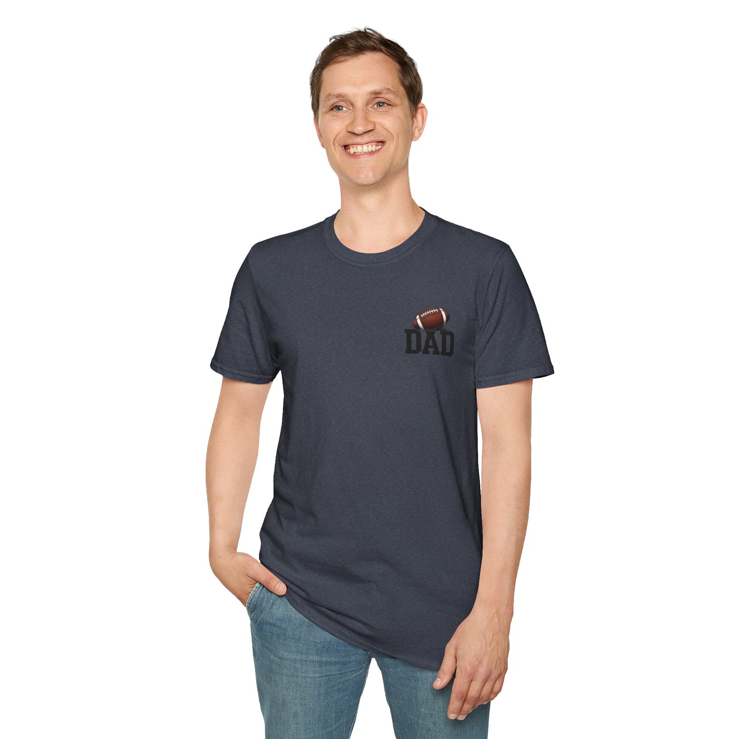 Football Dad T‑Shirt — 'DAD' with Football Chest Print
