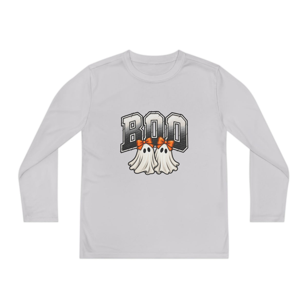 Youth Long Sleeve Tee — "Boo" Ghosts Halloween Shirt for Kids