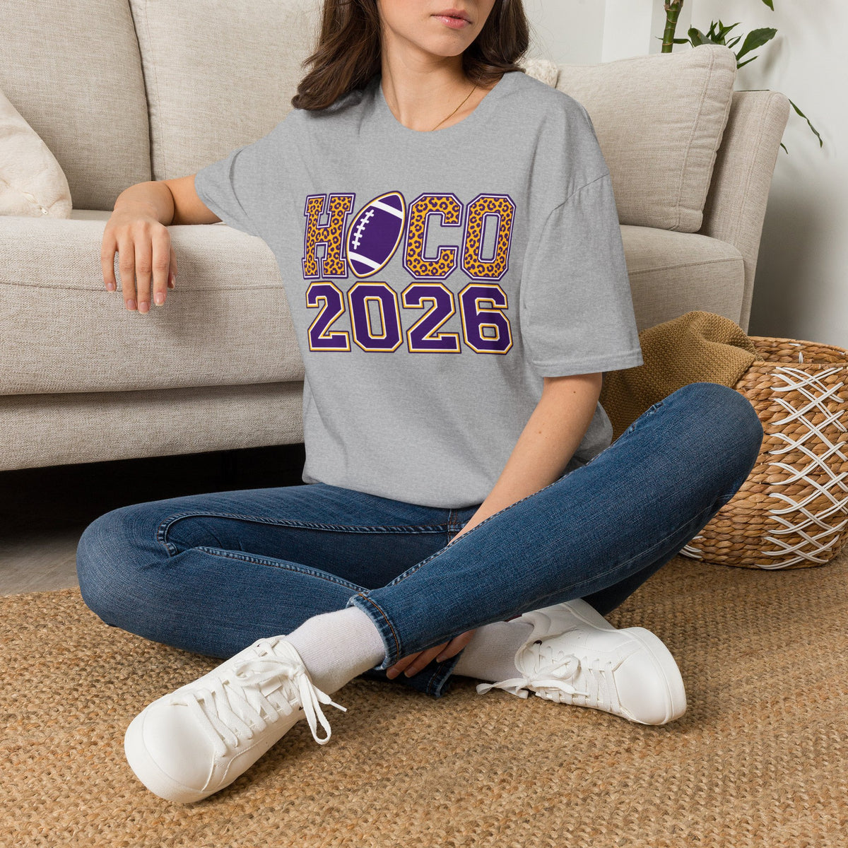 Homecoming 2026 Football Tee — HOCO 2026 Leopard Accent T-Shirt