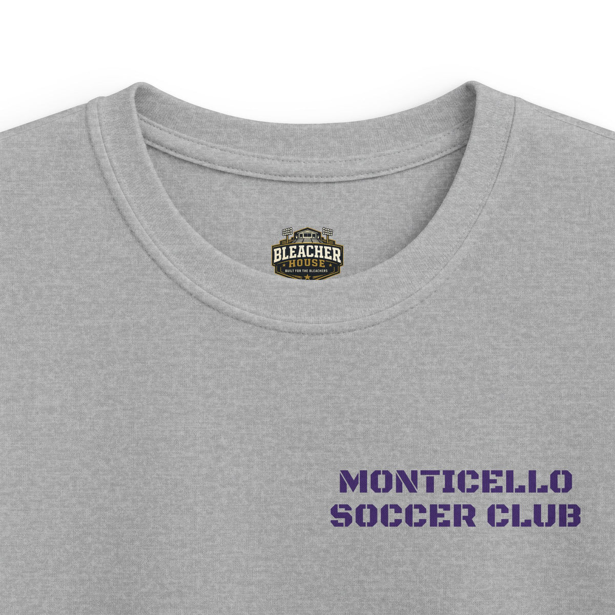 YOUTH Monticello Soccer Club T-Shirt — Minimal Chest Logo With Crest On Back