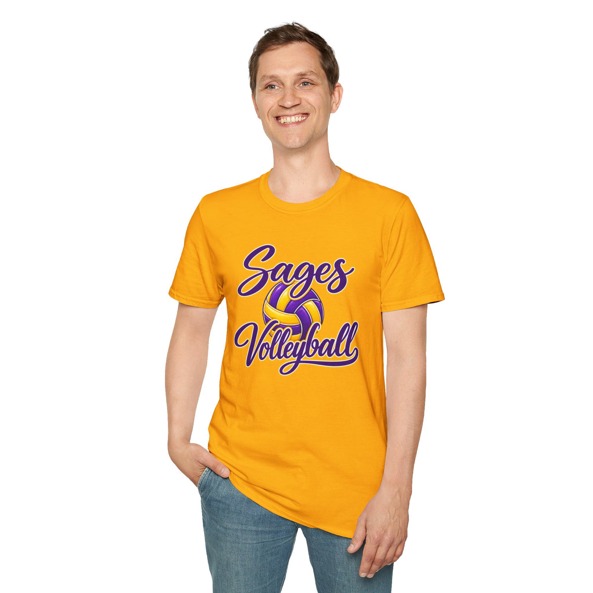 Sages Volleyball T-Shirt — Purple & Gold Team Tee