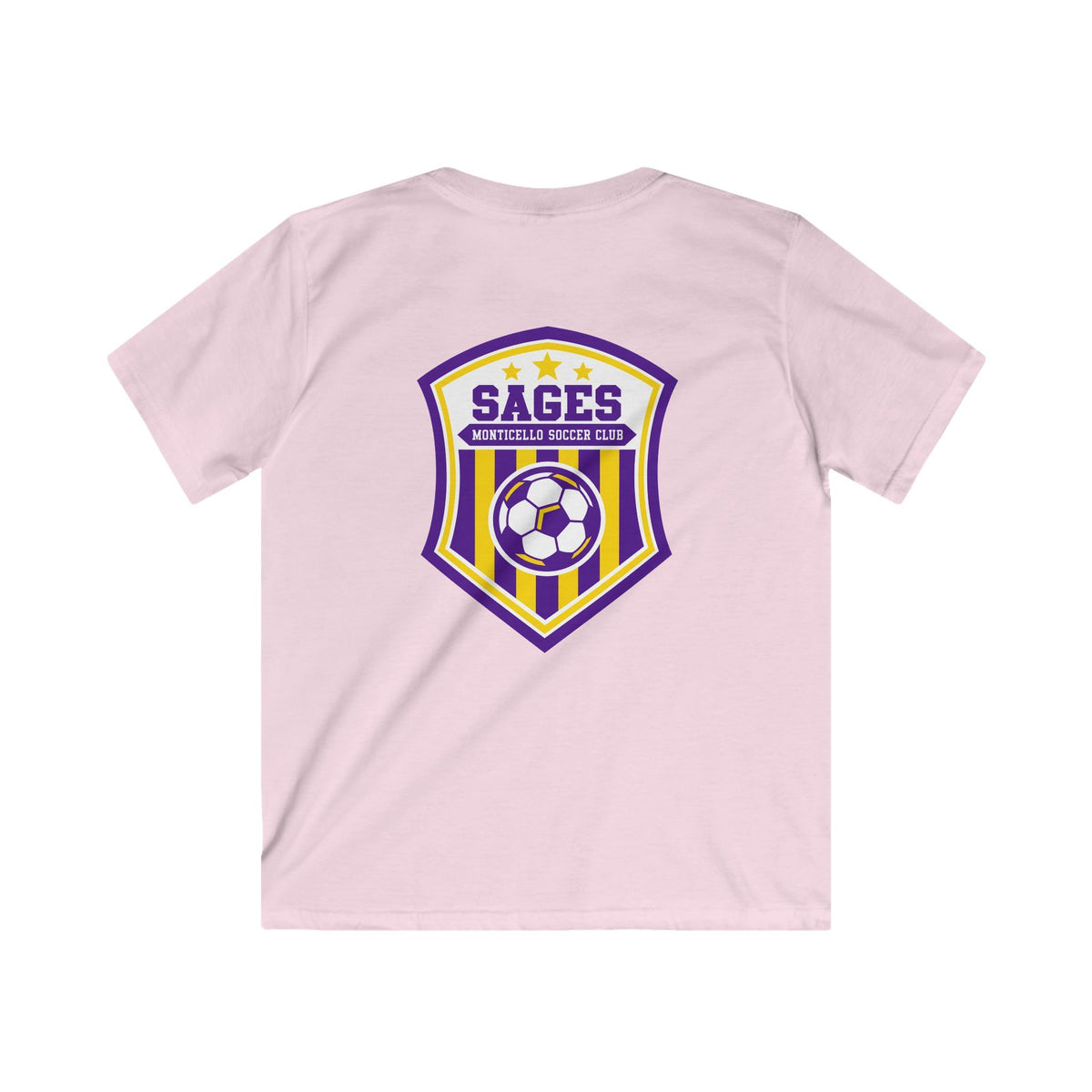YOUTH Monticello Soccer Club T-Shirt — Minimal Chest Logo With Crest On Back