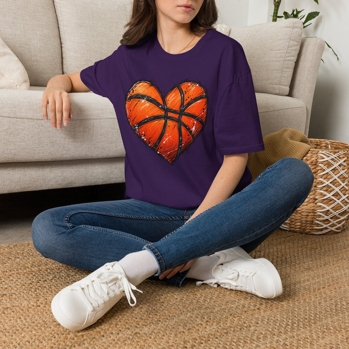 Basketball Heart T-Shirt — Athletic Love Tee for Players & Fans