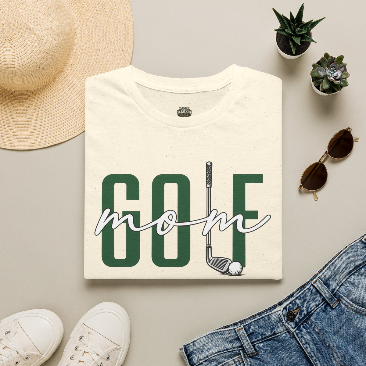 Golf Mom T-Shirt — ‘GOLF’ Script Logo with Club & Ball