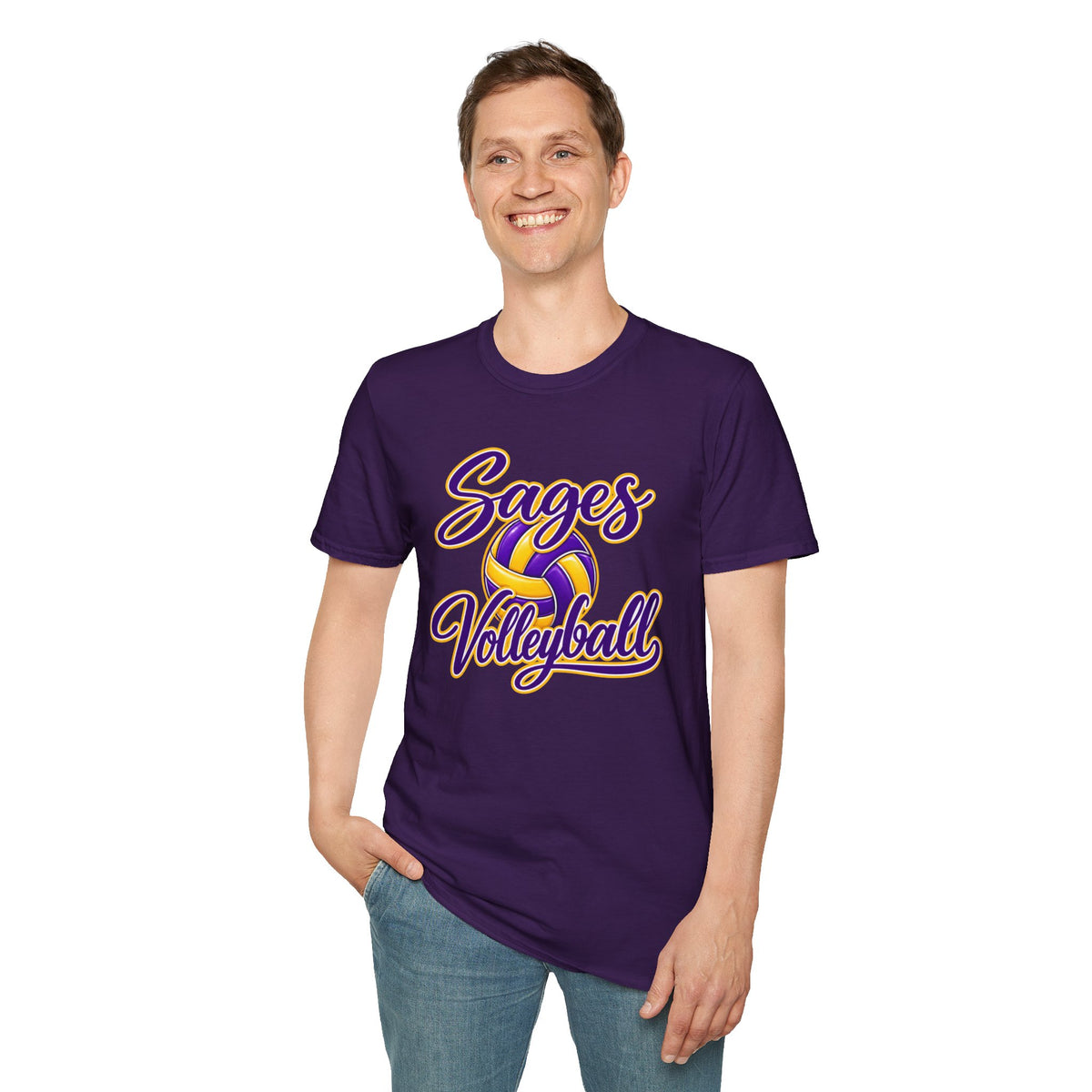 Sages Volleyball T-Shirt — Purple & Gold Team Tee