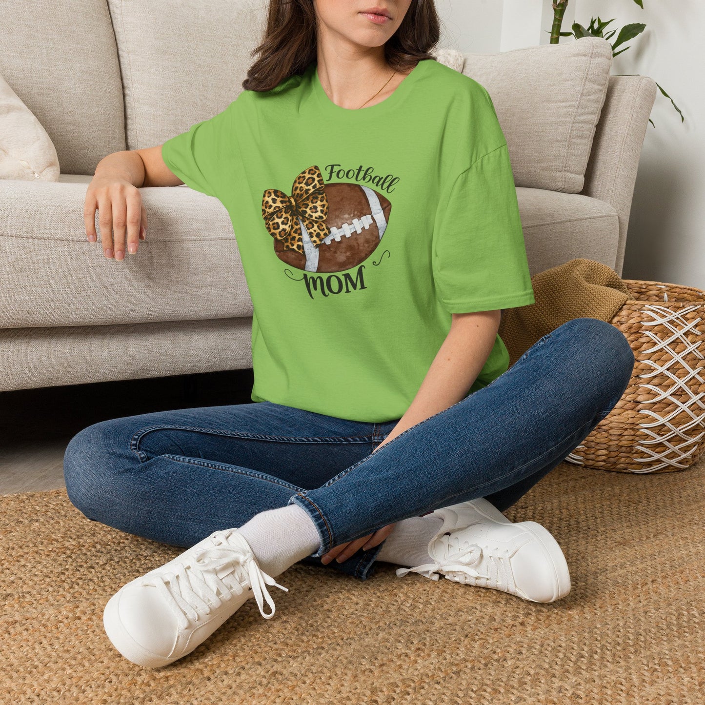 Football Mom T-Shirt — Leopard Bow Game Day Tee