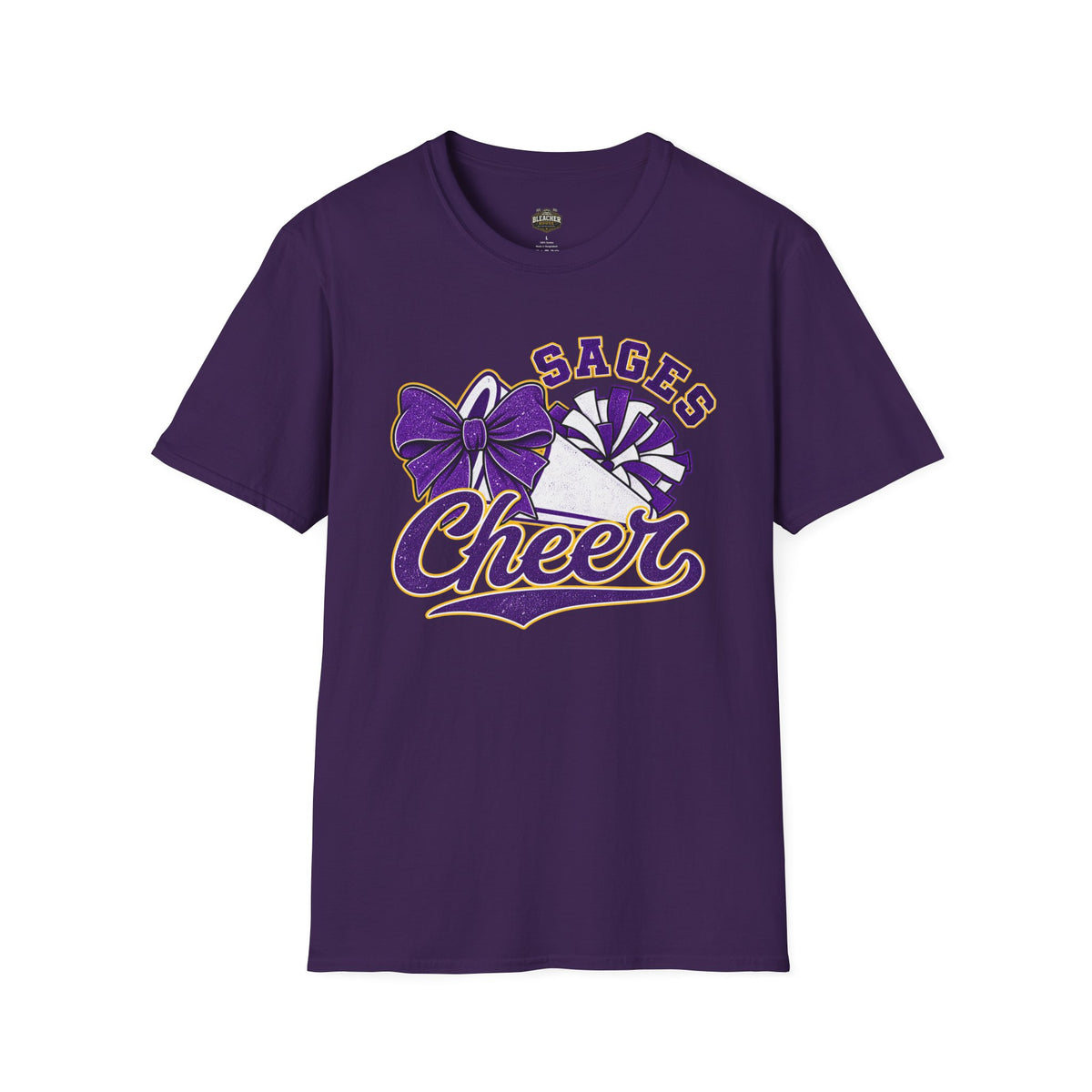 Sages Cheer T‑Shirt — Purple Bow & Pom Design