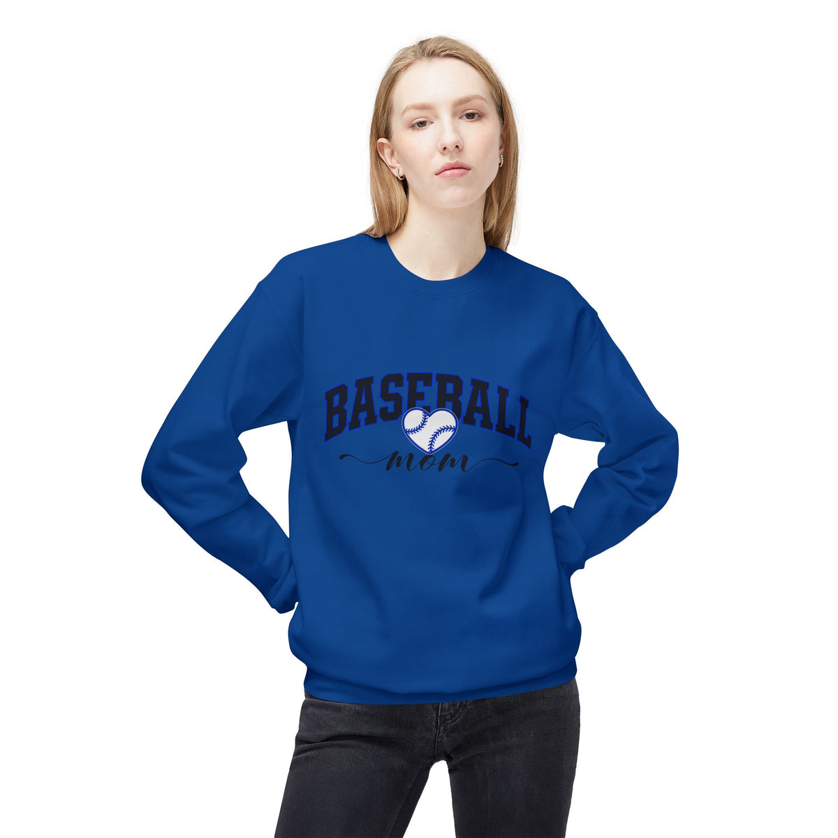 Baseball Mom Crewneck Sweatshirt – Athletic Script Heart Design