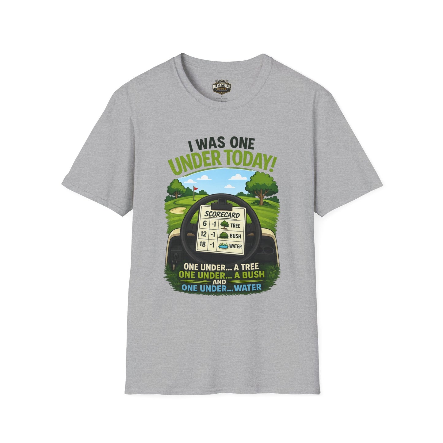 Golf T-Shirt — "I Was One Under Today!" ANIMATED VERSION - Scorecard Golf Humor Shirt