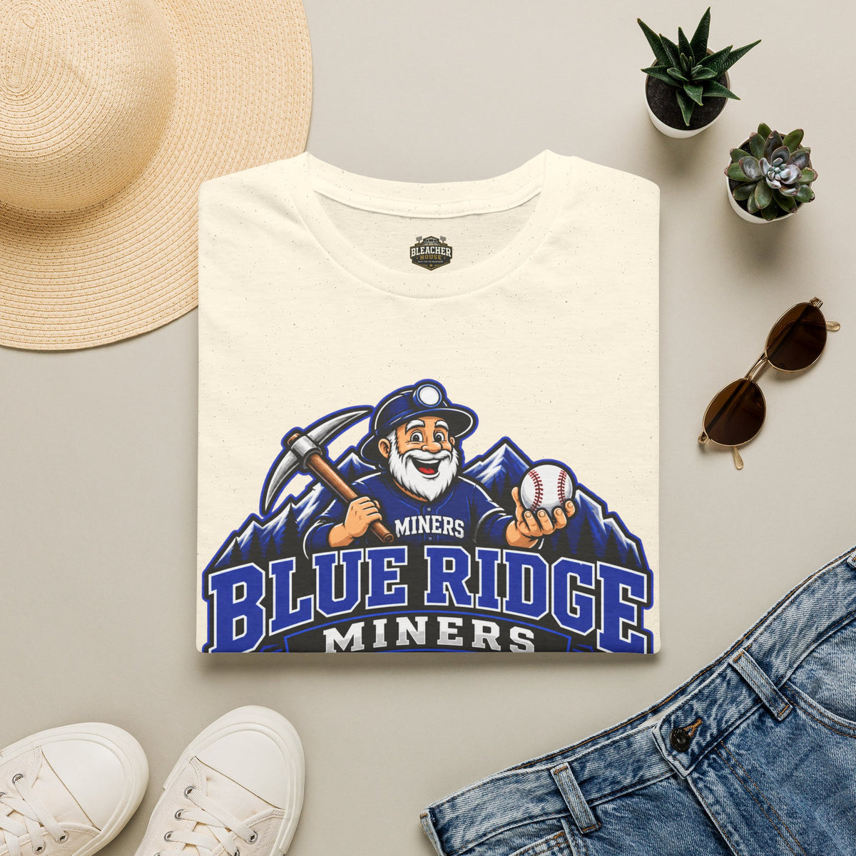 Blue Ridge Miners Mascot and Logo T‑Shirt — Unisex Softstyle Tee