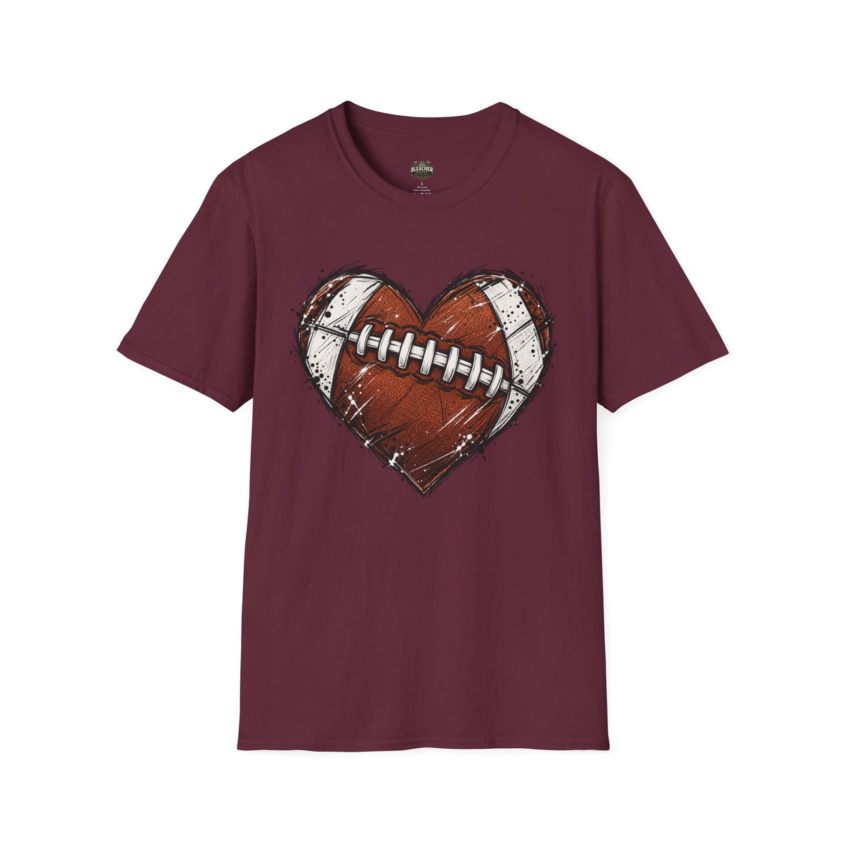 Football Heart Graphic T-Shirt — Vintage Grunge Sports Tee