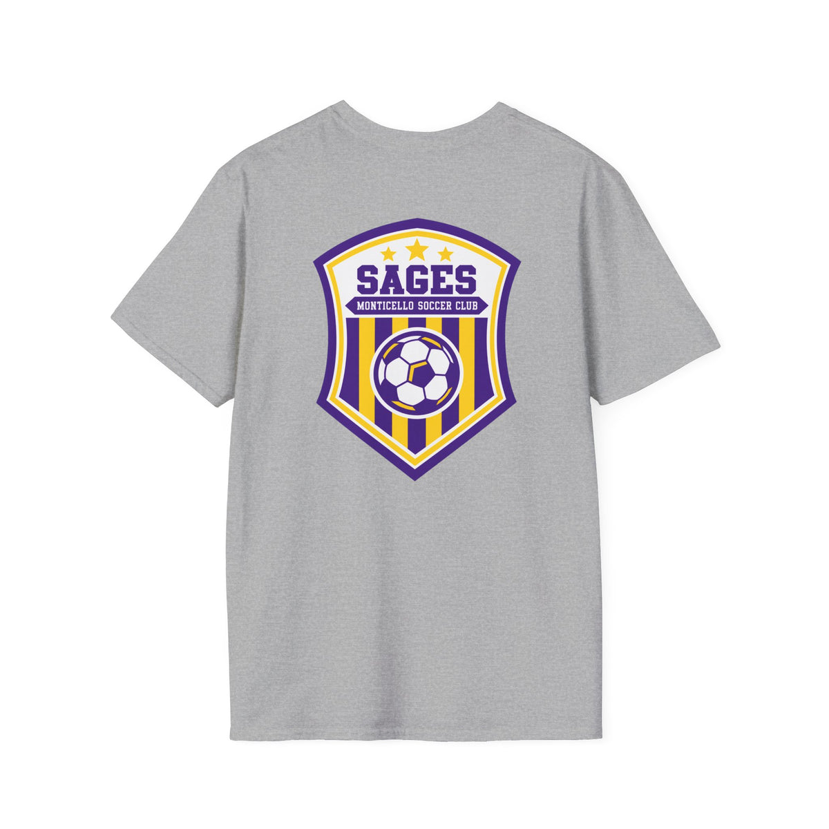 Monticello Soccer Club T-Shirt — Minimal Chest Logo With Crest On Back