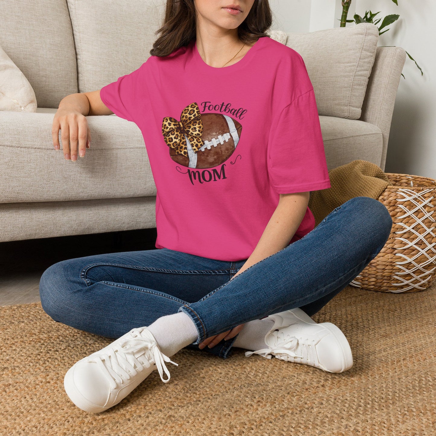 Football Mom T-Shirt — Leopard Bow Game Day Tee