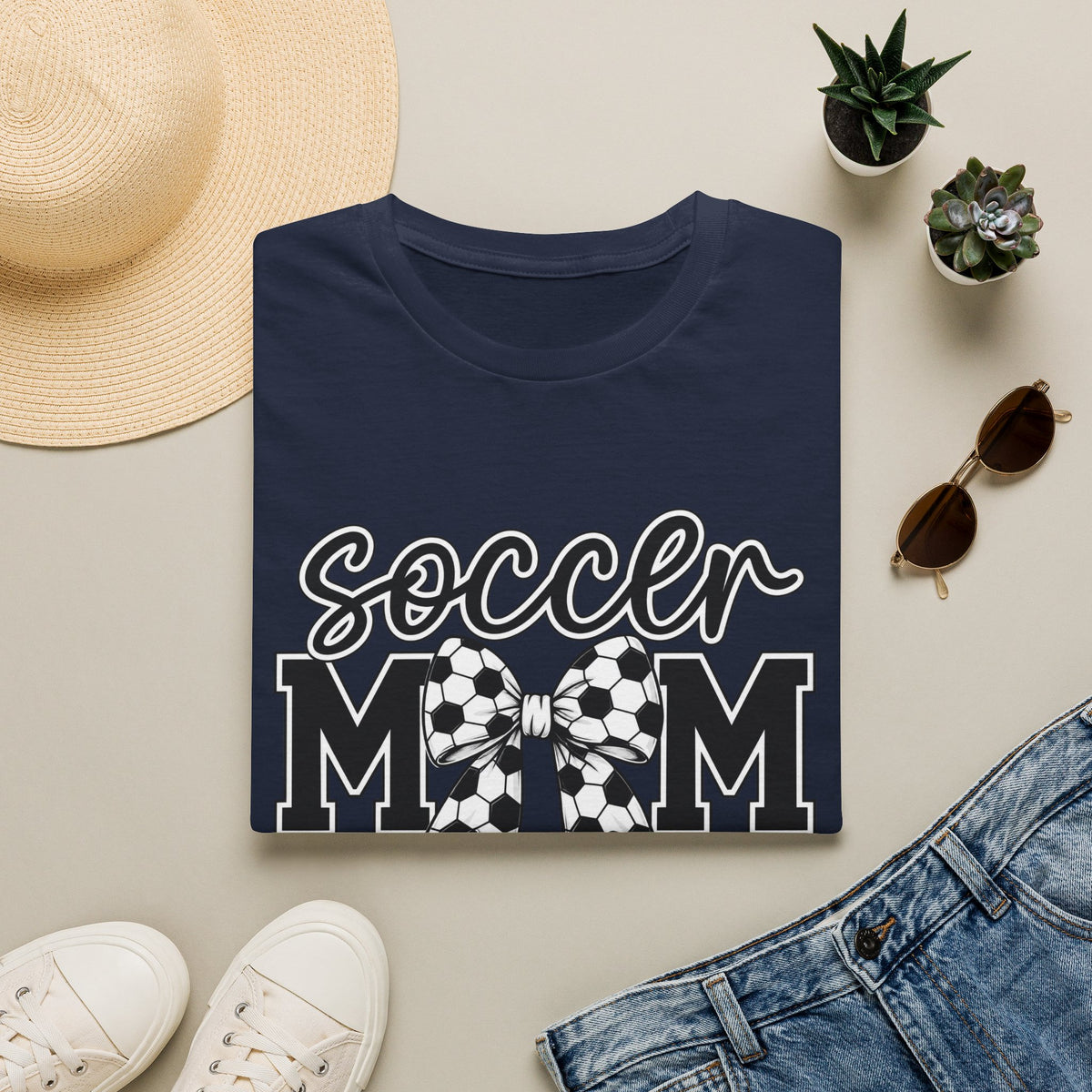 Soccer Mom T-Shirt — Leopard Bow Soccer Ball Design