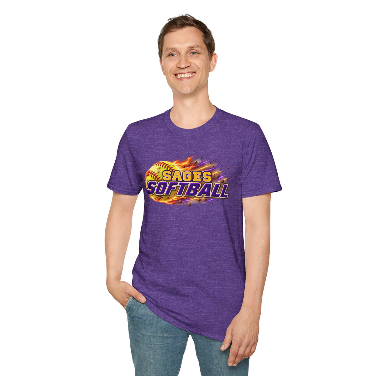 Sages Flaming Softball Graphic T‑Shirt