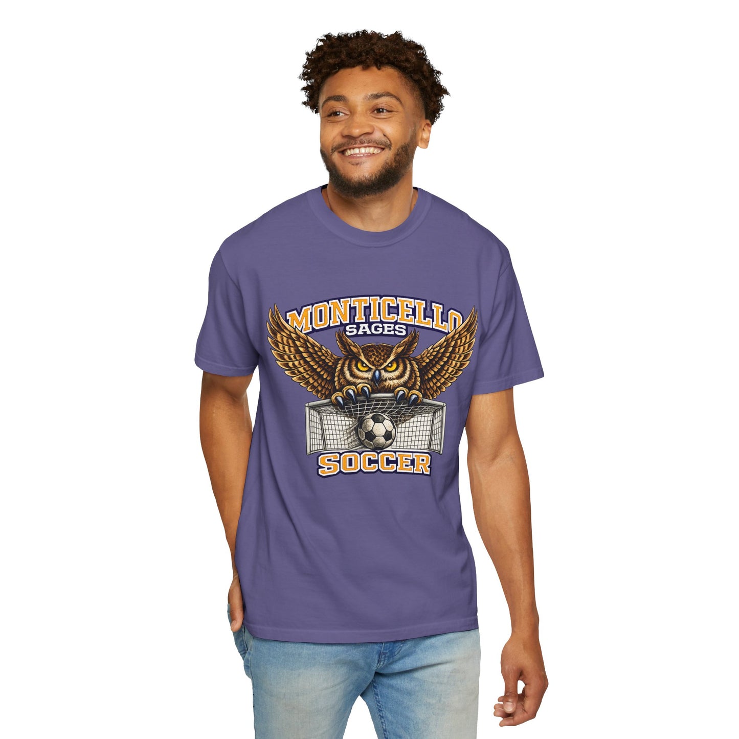Monticello Sages Soccer T-Shirt — Vintage Owl & Wings Team Tee