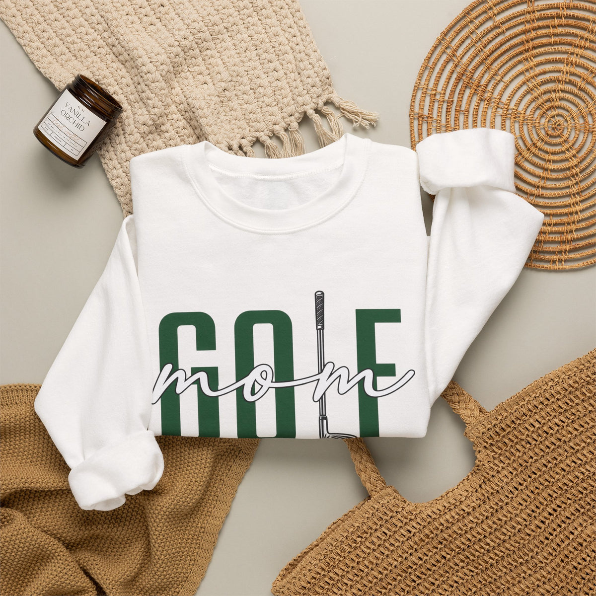Golf Mom Crewneck Sweatshirt — 'MOM Graphic with Ball