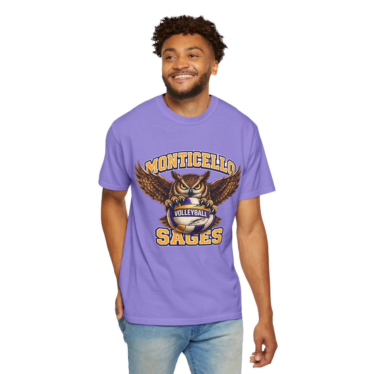 Monticello Sages Volleyball T-Shirt — Vintage Owl & Wings Team Tee