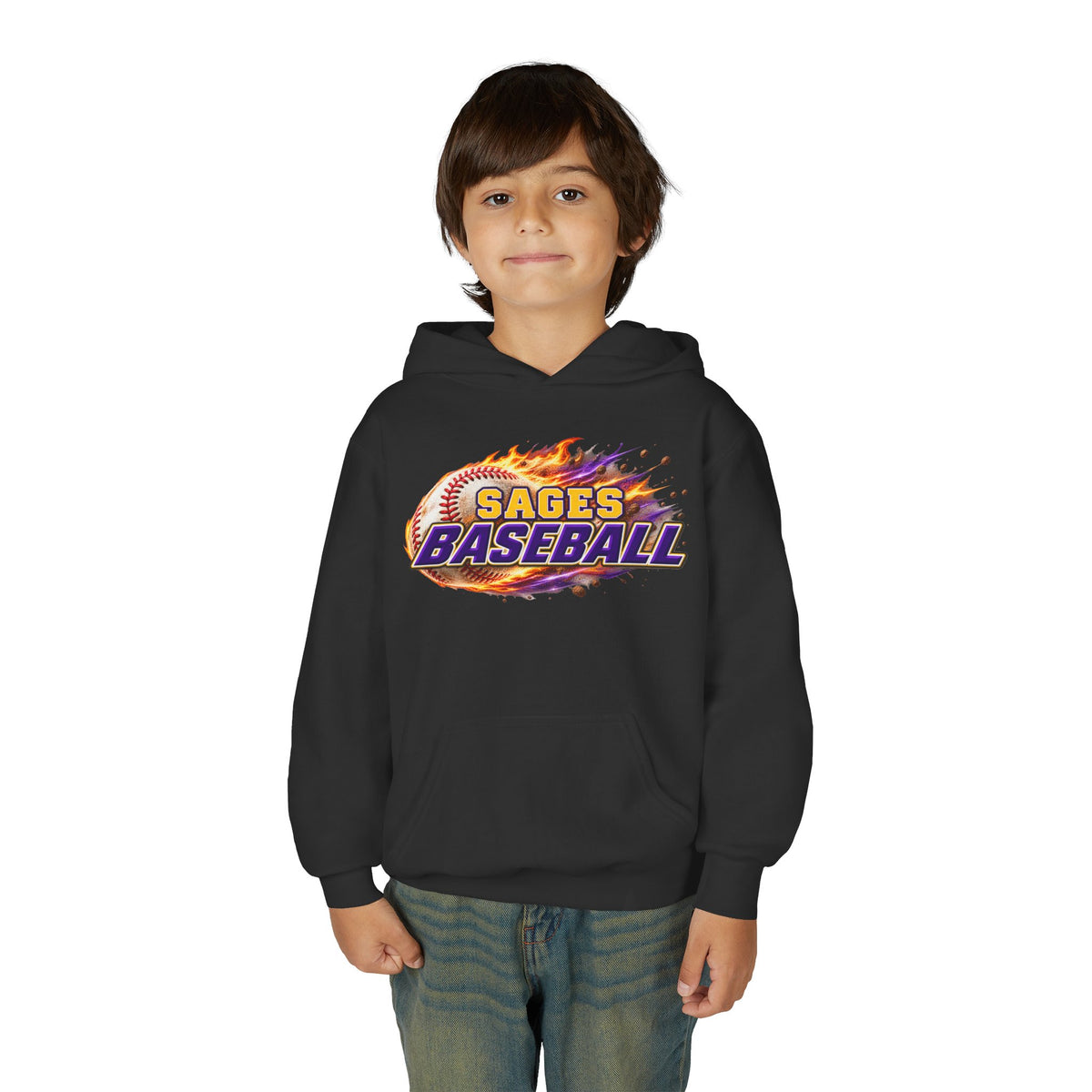 YOUTH Sages Flaming Baseball Hoodie - Team Spirit Hoodie