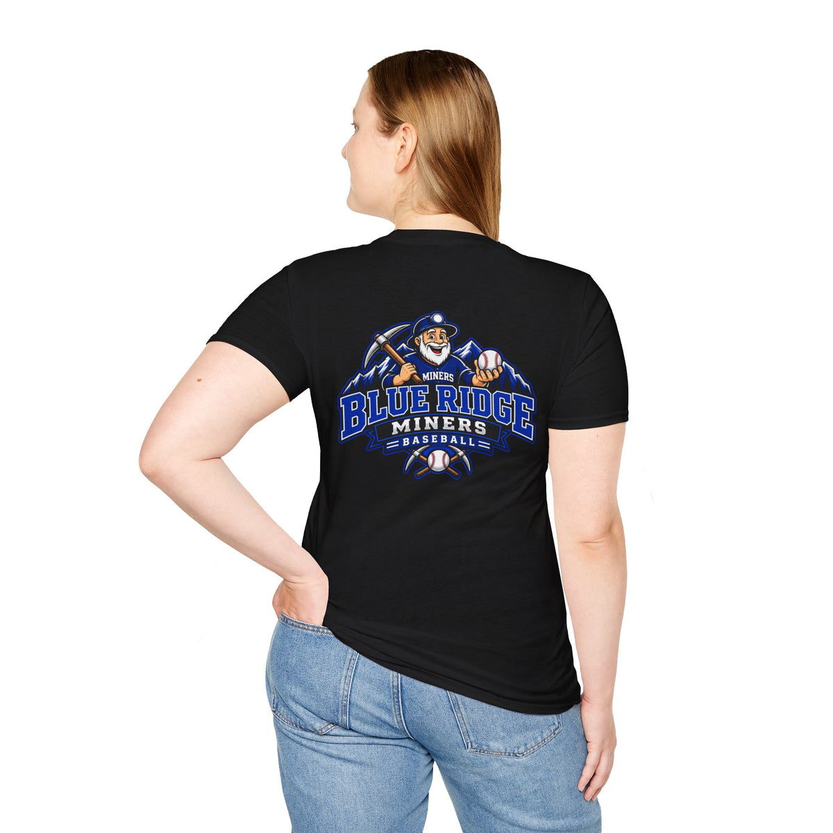 Miners Graphic T-Shirt - Miners Logo on Front, Mascot Design on Back