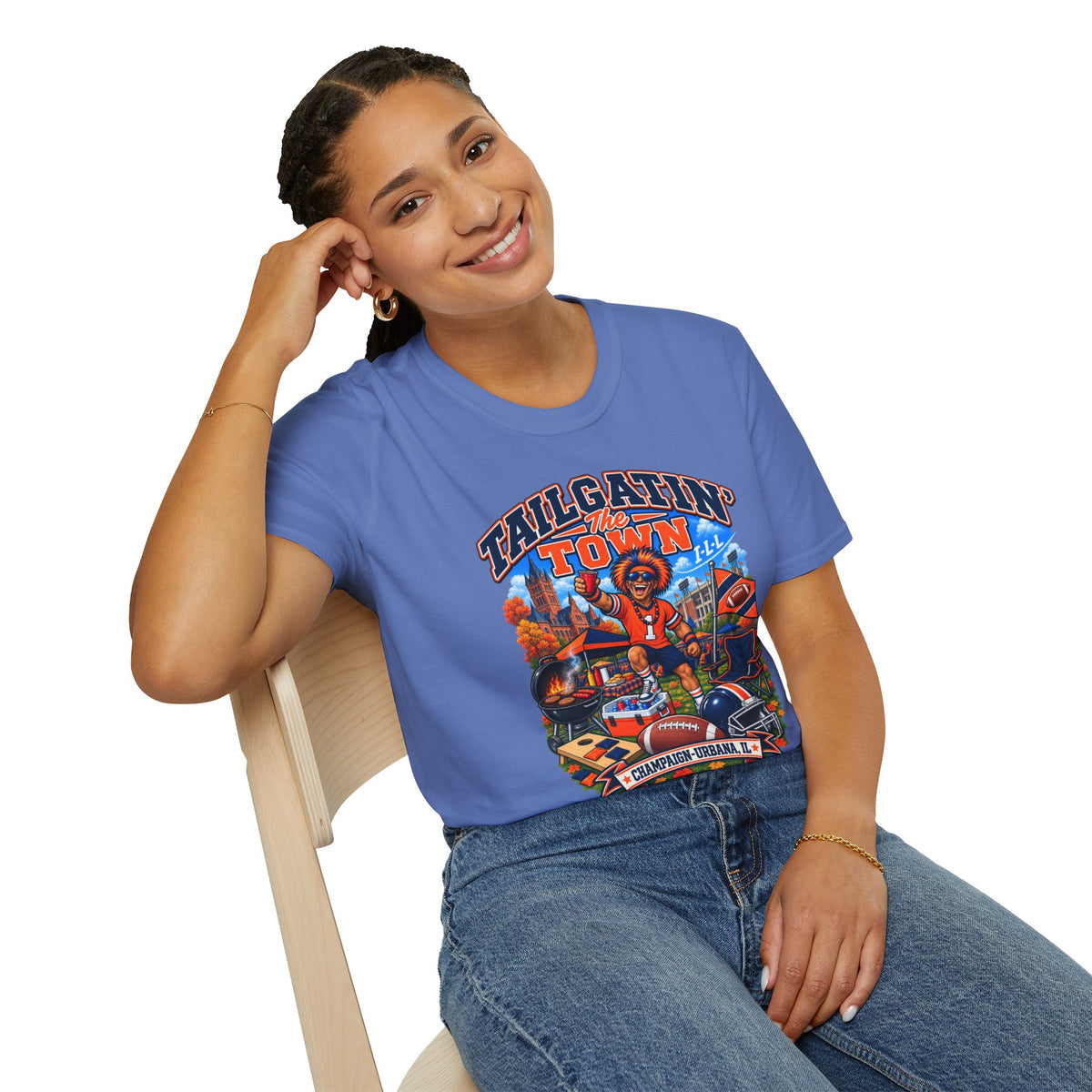 Tailgatin' the Town - ILLINOIS EDITION - College Game Day Tailgate Tee