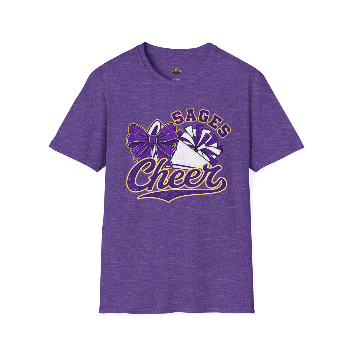 Sages Cheer T‑Shirt — Purple Bow & Pom Design