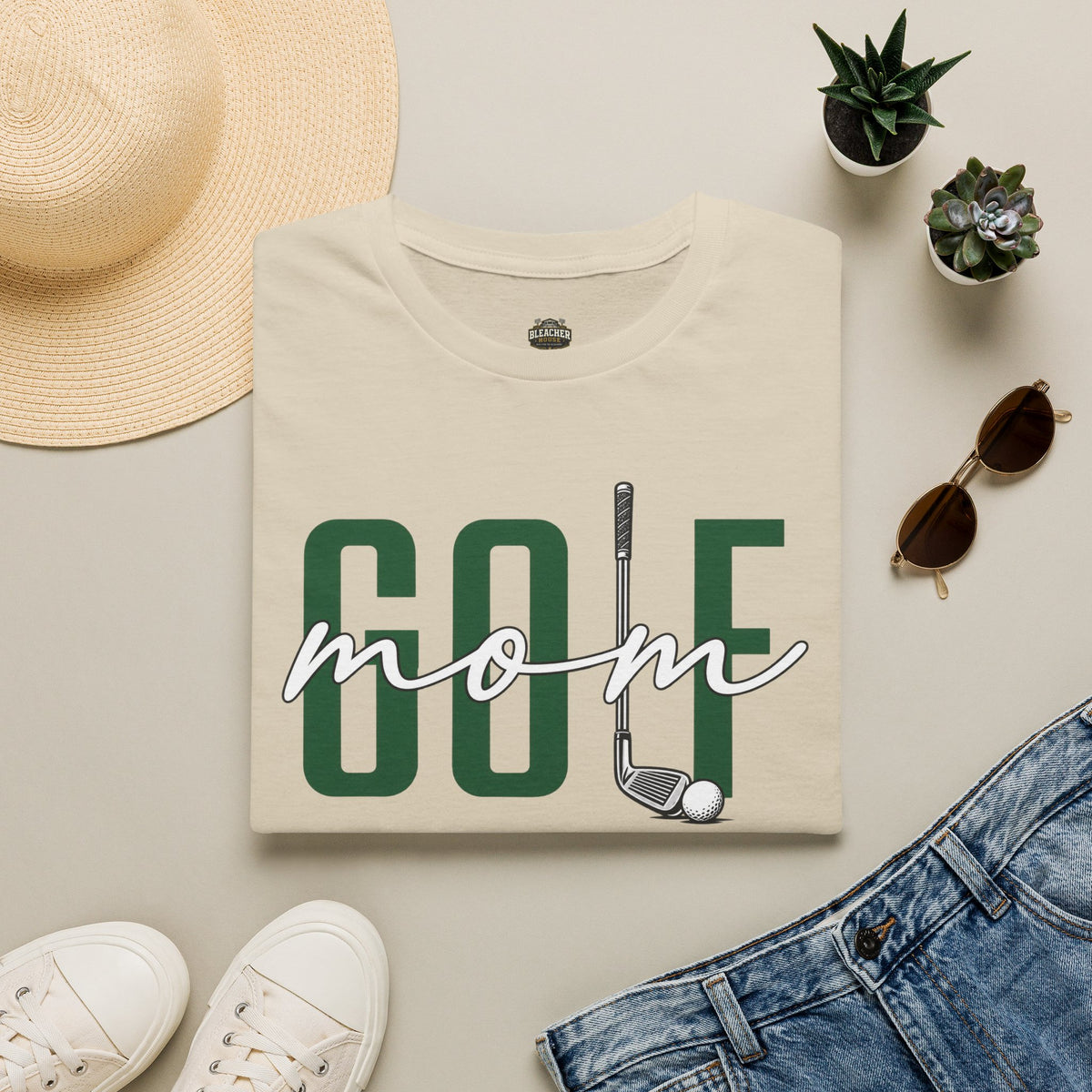 Golf Mom T-Shirt — ‘GOLF’ Script Logo with Club & Ball