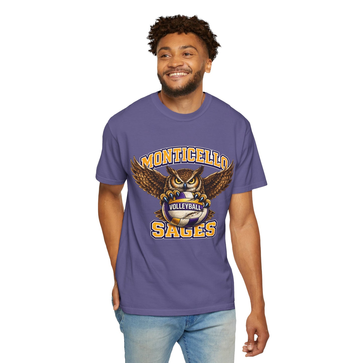 Monticello Sages Volleyball T-Shirt — Vintage Owl & Wings Team Tee