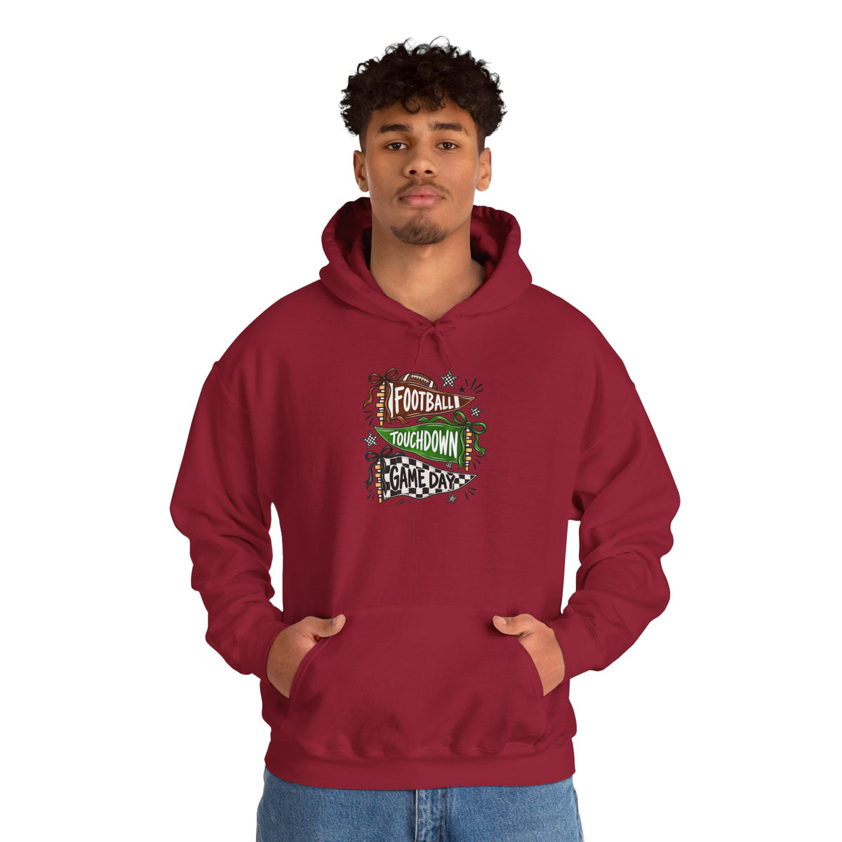 Football Touchdown Game Day Hoodie - Retro Grunge Sports Sweatshirt