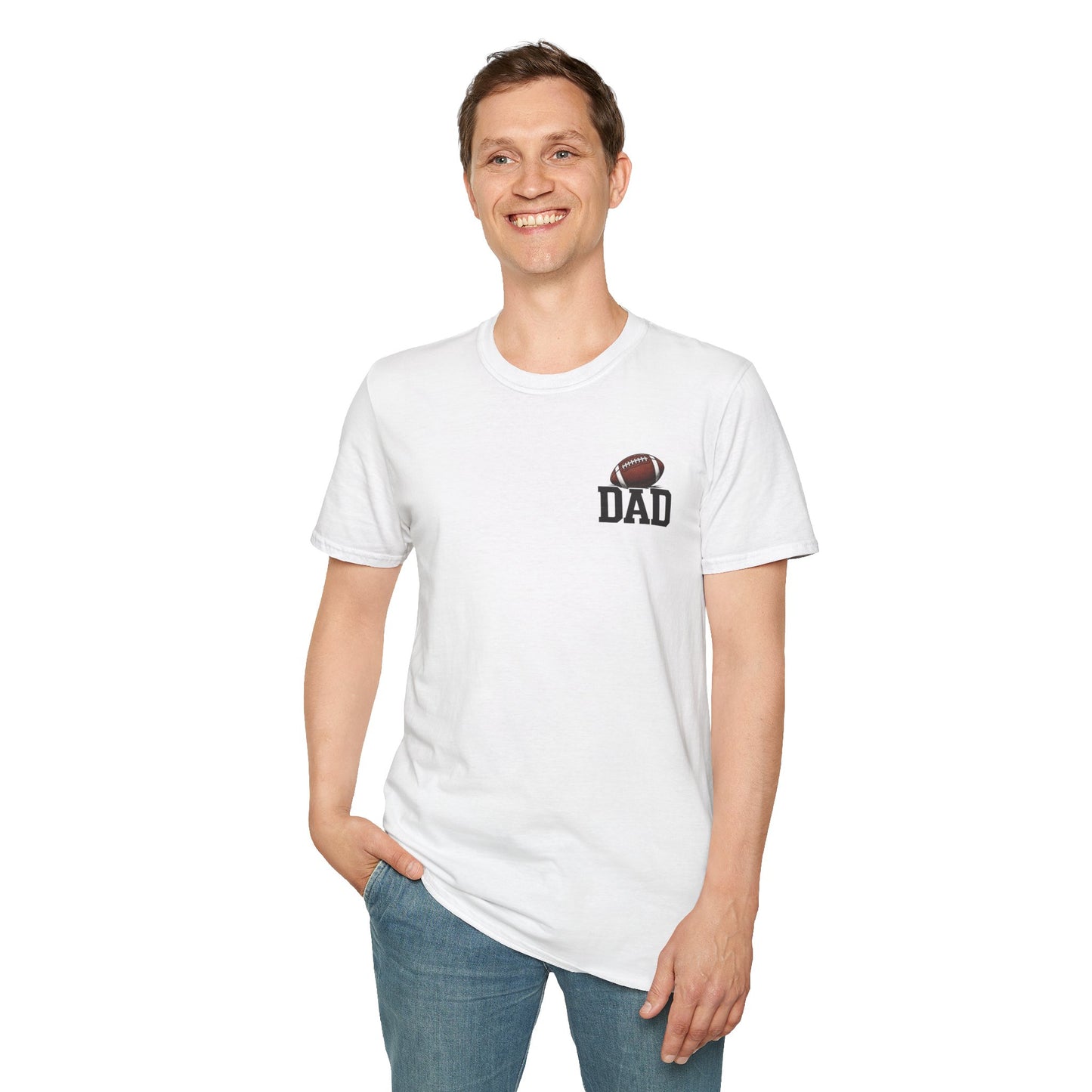Football Dad T‑Shirt — 'DAD' with Football Chest Print