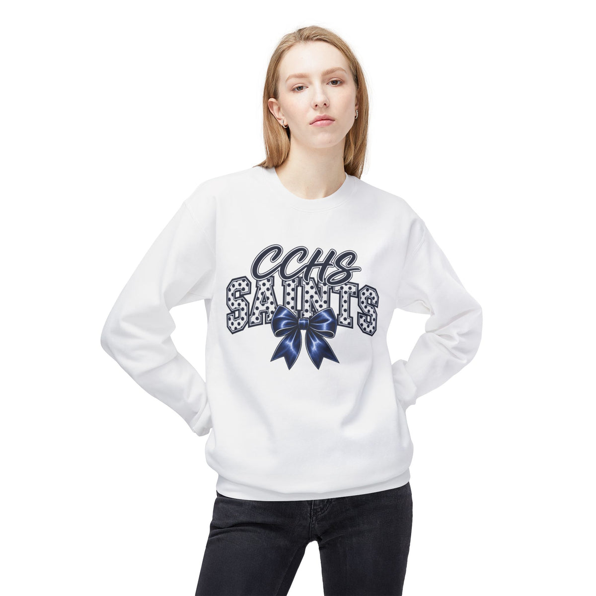 CCHS Saints Crewneck Sweatshirt — Cheer Bow School Spirit Pullover