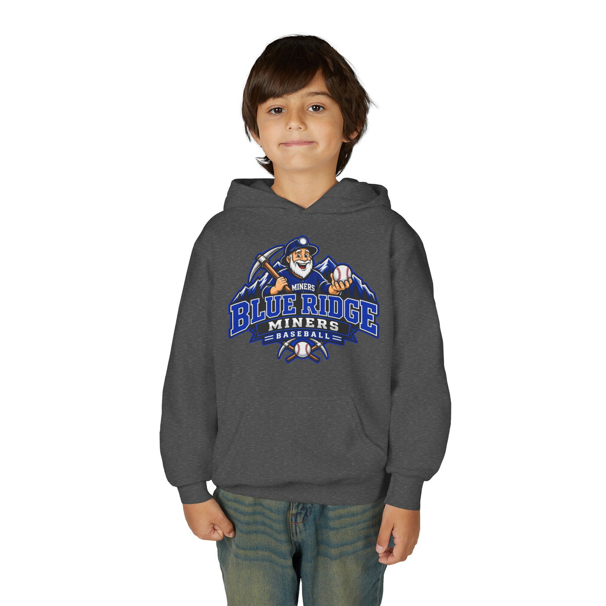 YOUTH Blue Ridge Miners Mascot Logo Hoodie