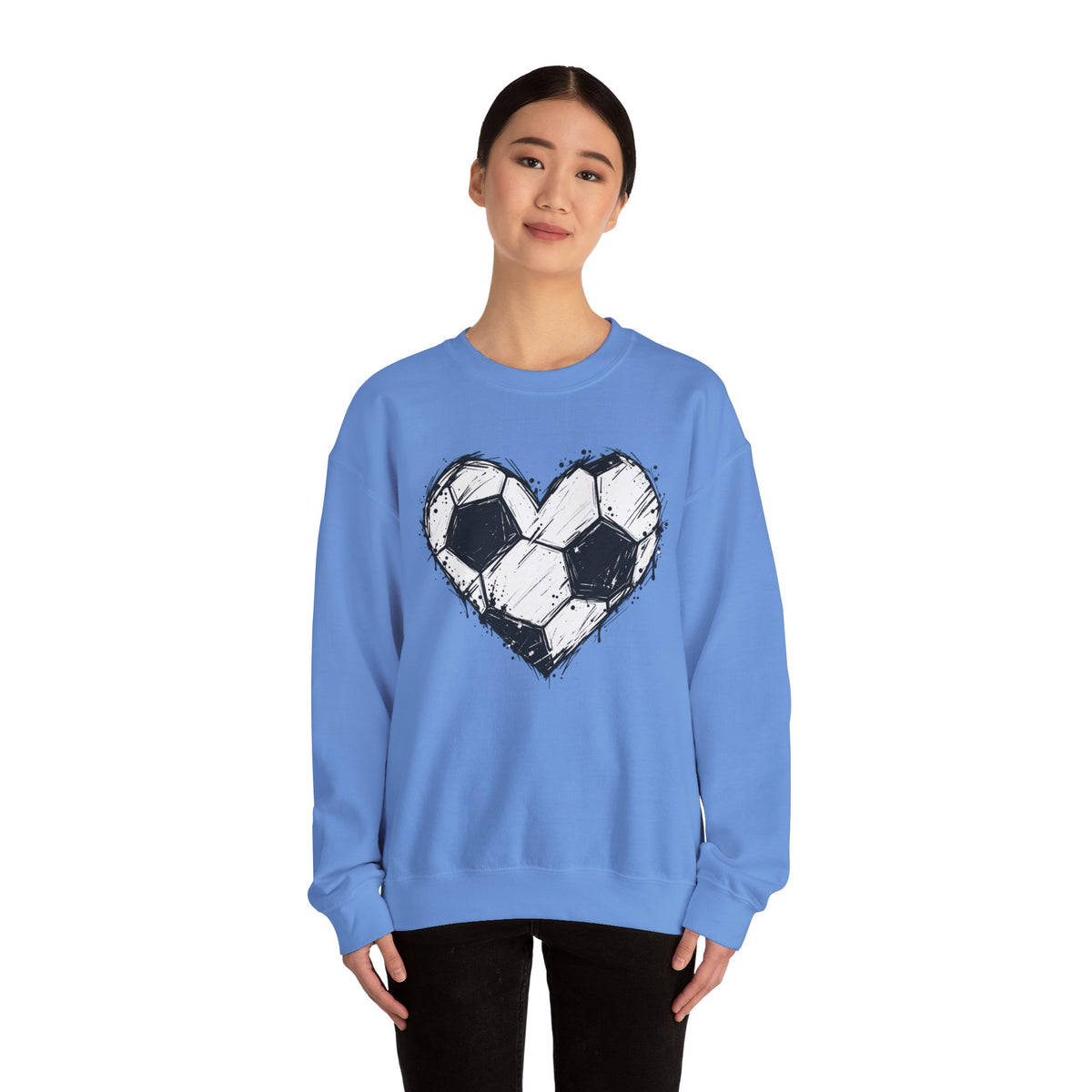 Soccer Heart Crewneck Sweatshirt — Grunge Soccer Ball Graphic
