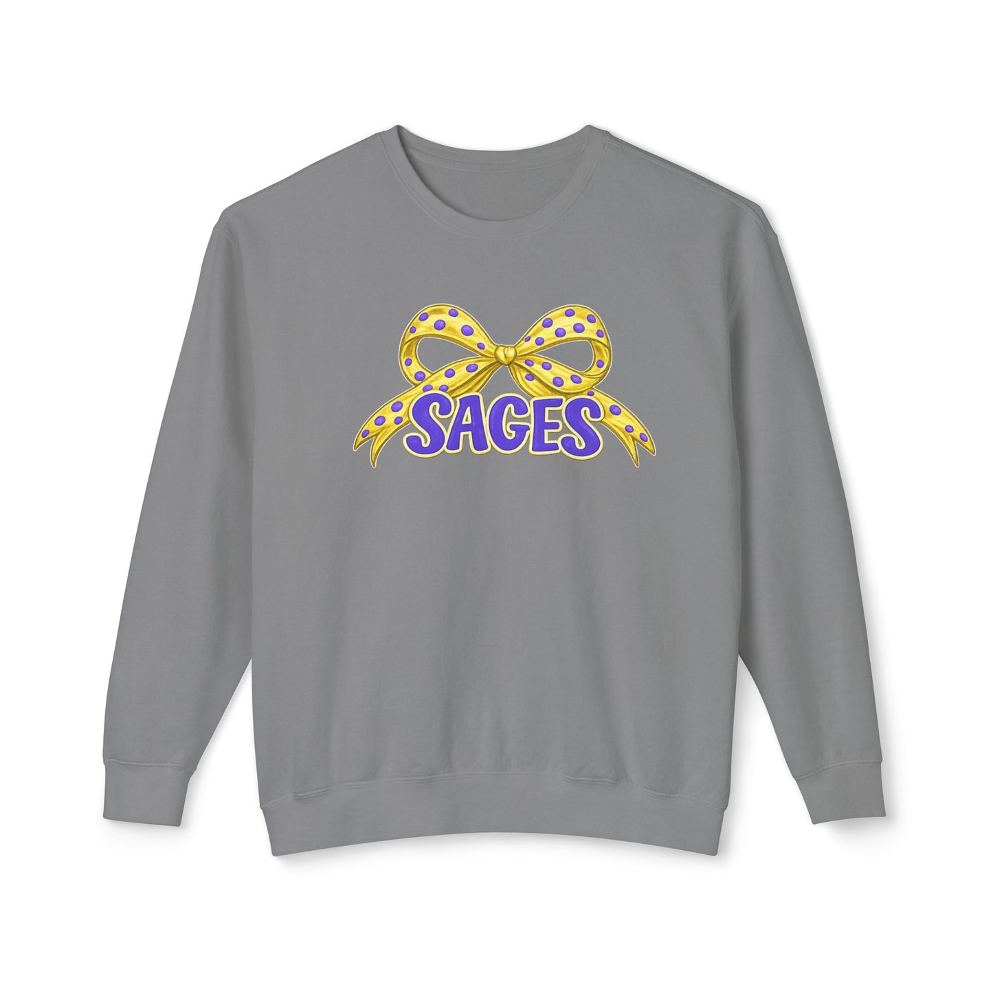 Sages Crewneck Sweatshirt — Yellow Polka Dot Bow Graphic