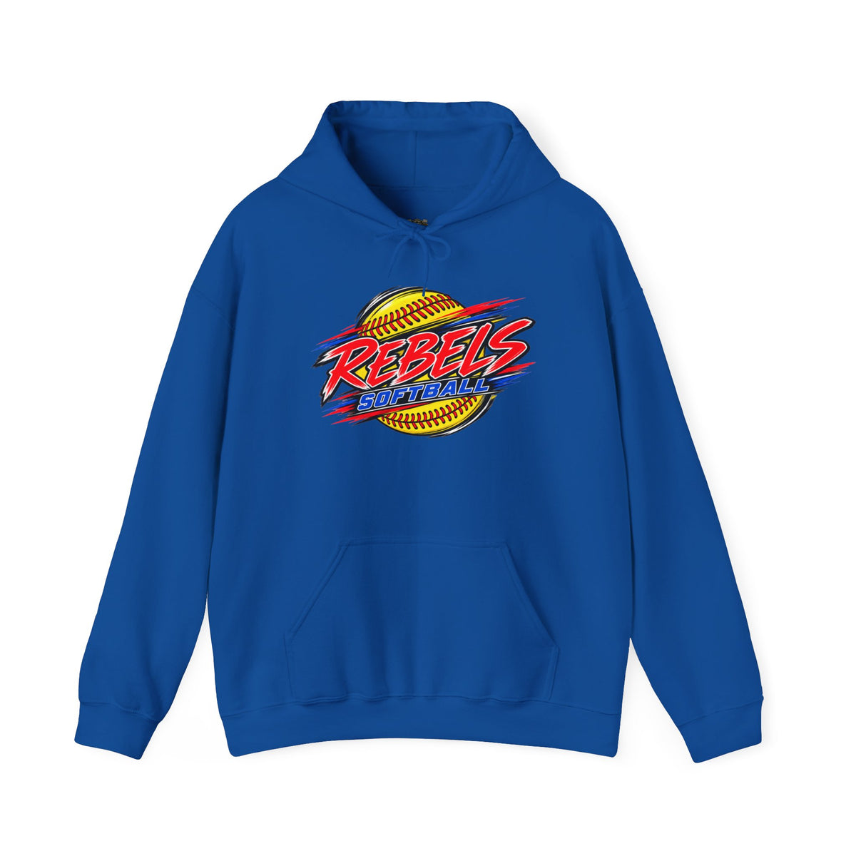 Rebels Softball Hoodie — Retro Yellow Softball Graphic