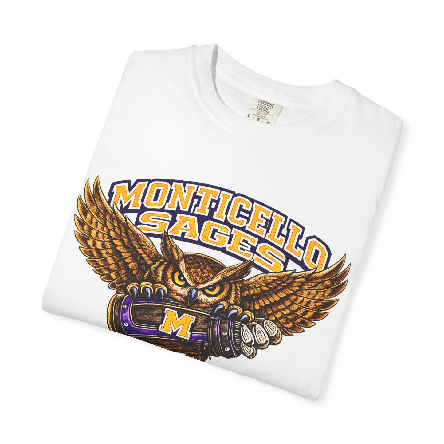 Monticello Sages Golf T-Shirt — Vintage Owl & Wings Team Tee