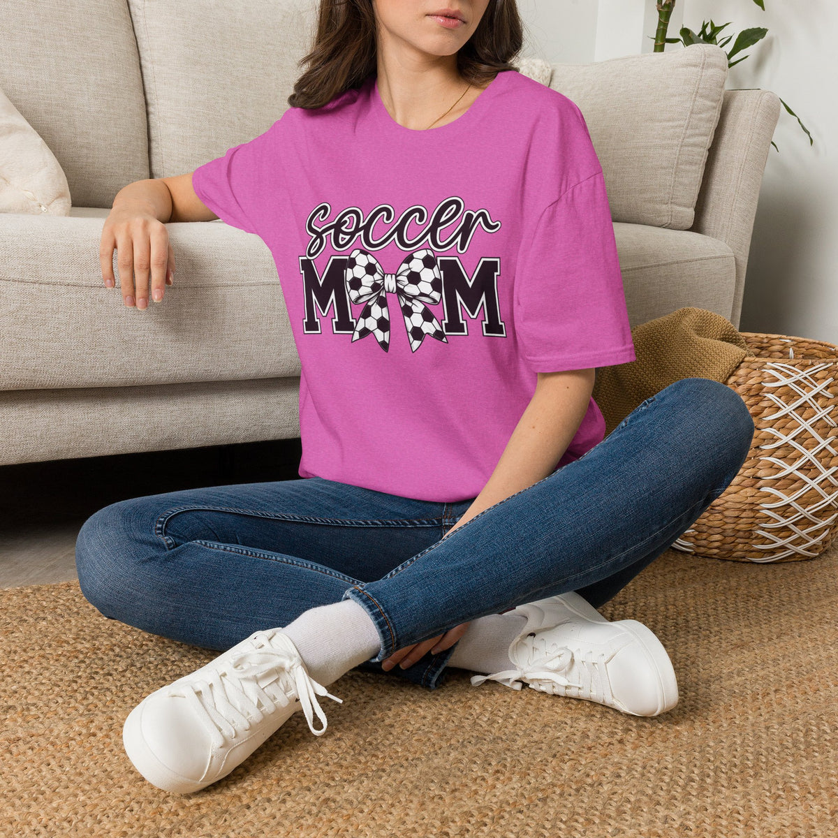 Soccer Mom T-Shirt — Leopard Bow Soccer Ball Design