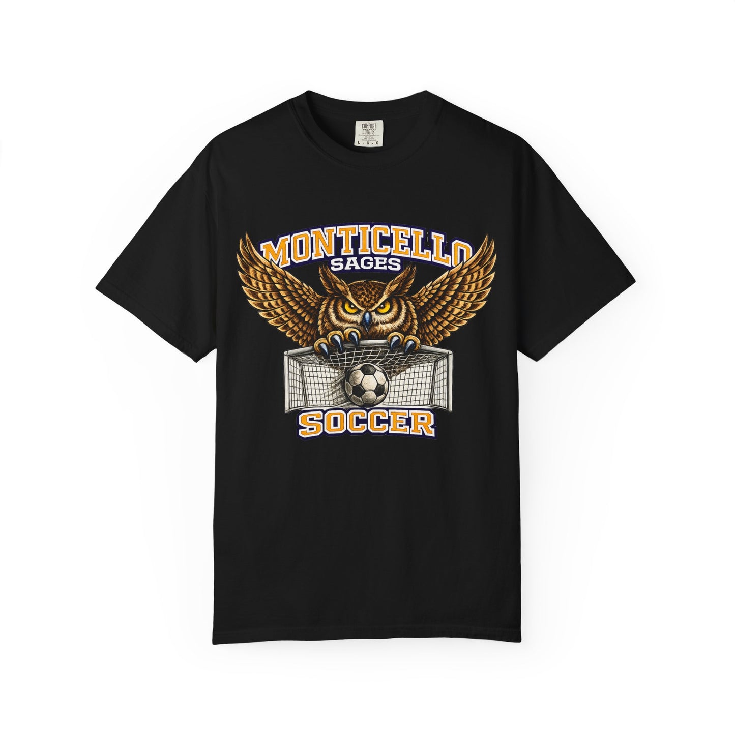 Monticello Sages Soccer T-Shirt — Vintage Owl & Wings Team Tee
