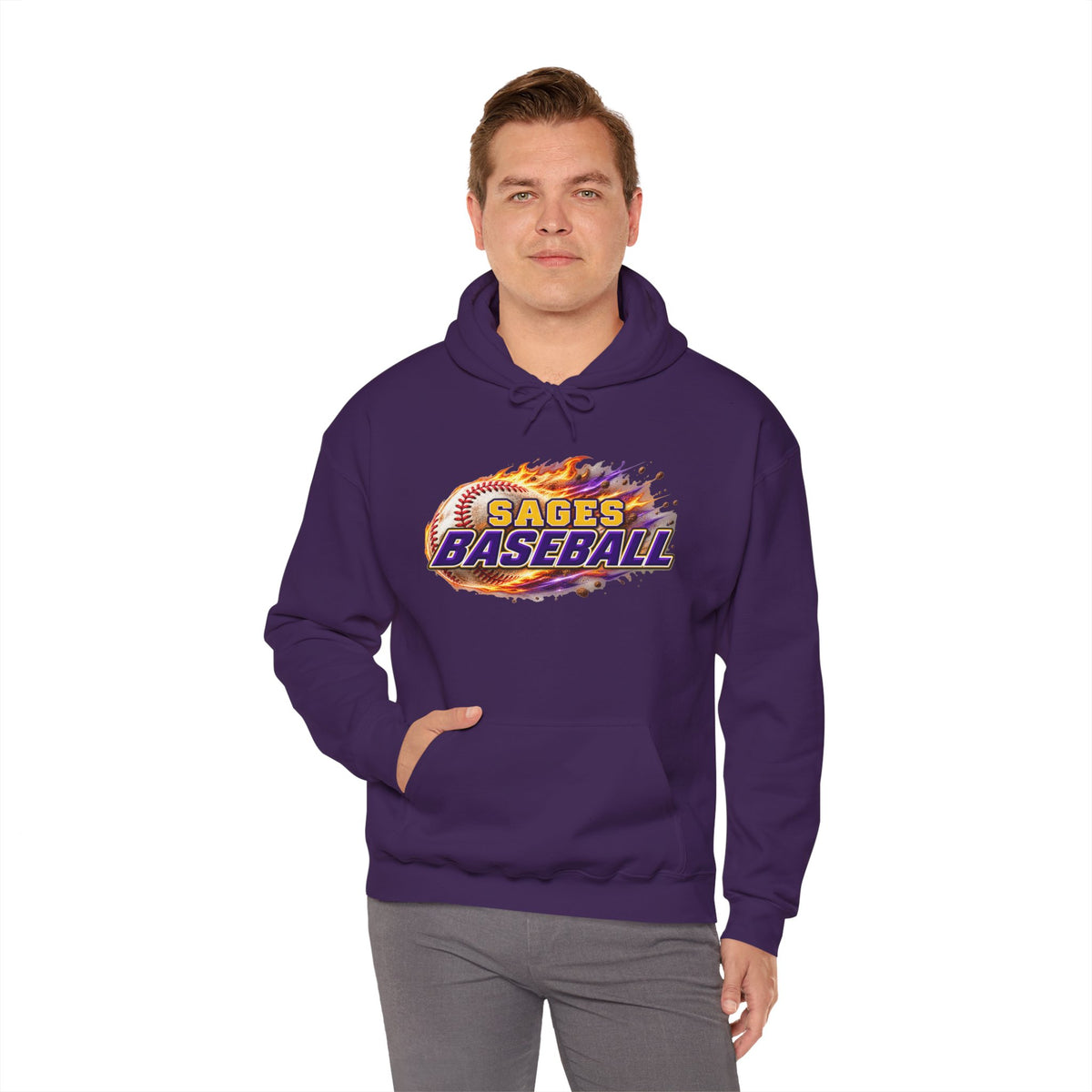 Sages Flaming Baseball Hoodie - Team Sweatshirt