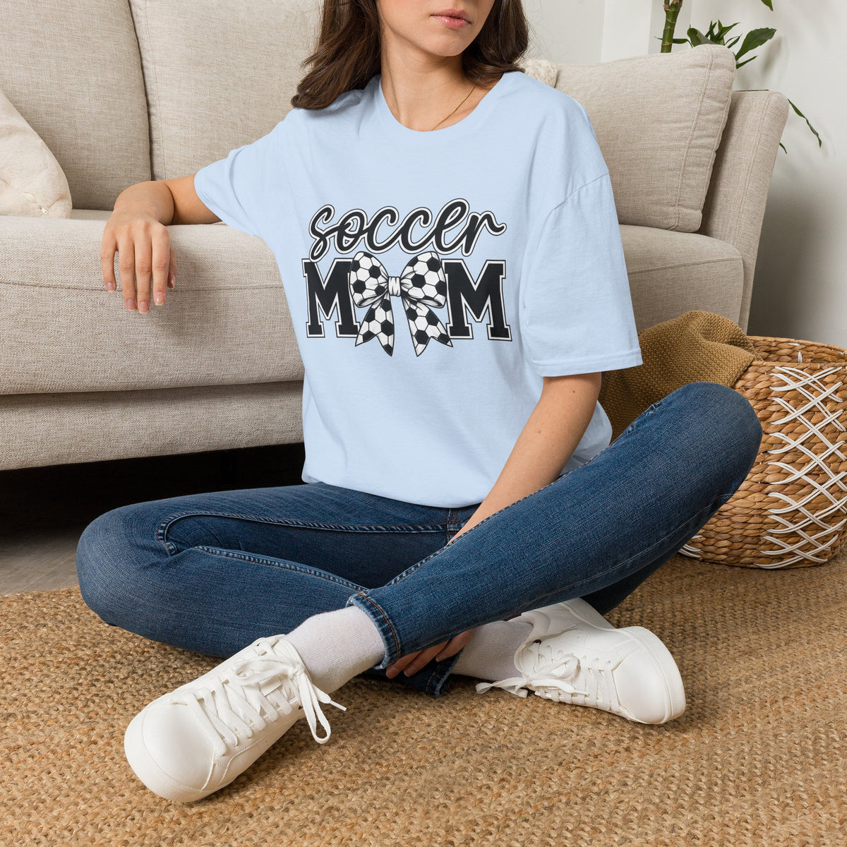 Soccer Mom T-Shirt — Leopard Bow Soccer Ball Design