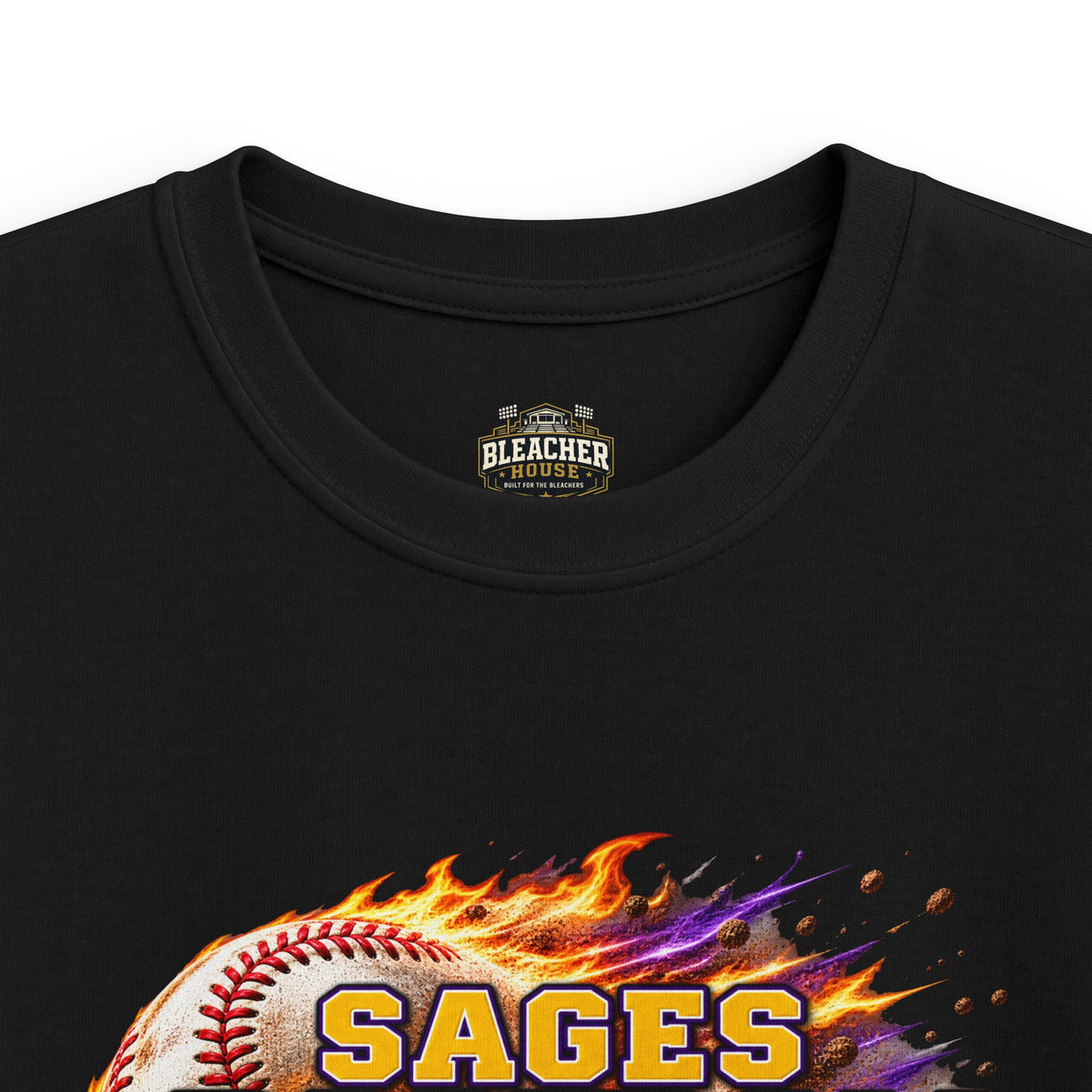 YOUTH Sages Flaming Baseball Team Tee – Youth Baseball Shirt