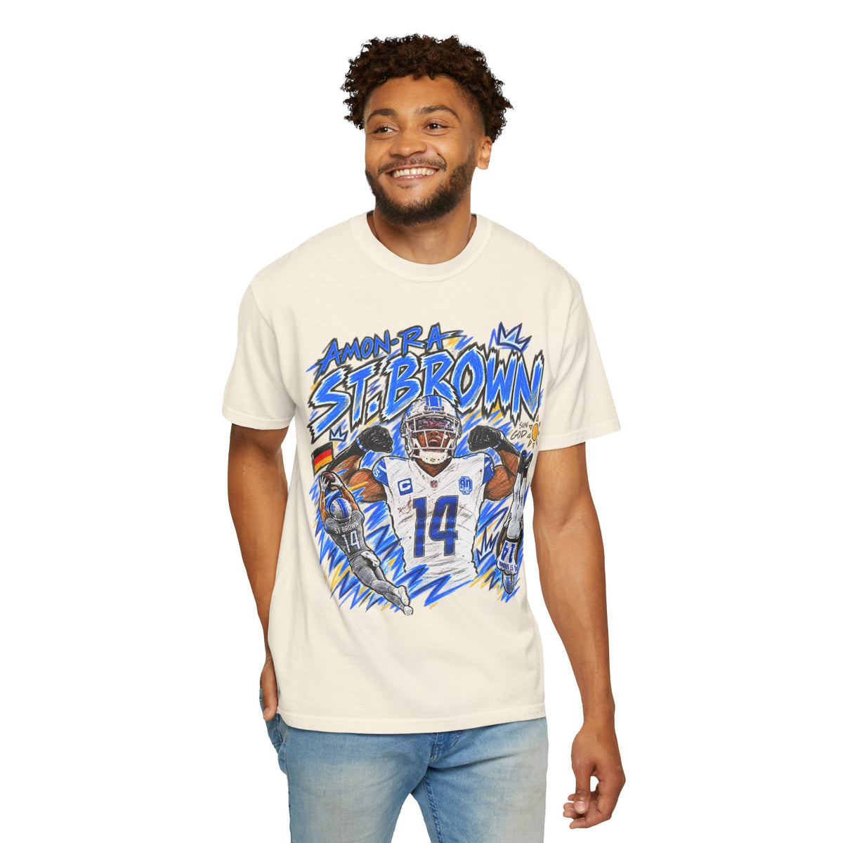 Amon Ra St. Brown Graphic T-Shirt - Sunday Standouts Sketch Series