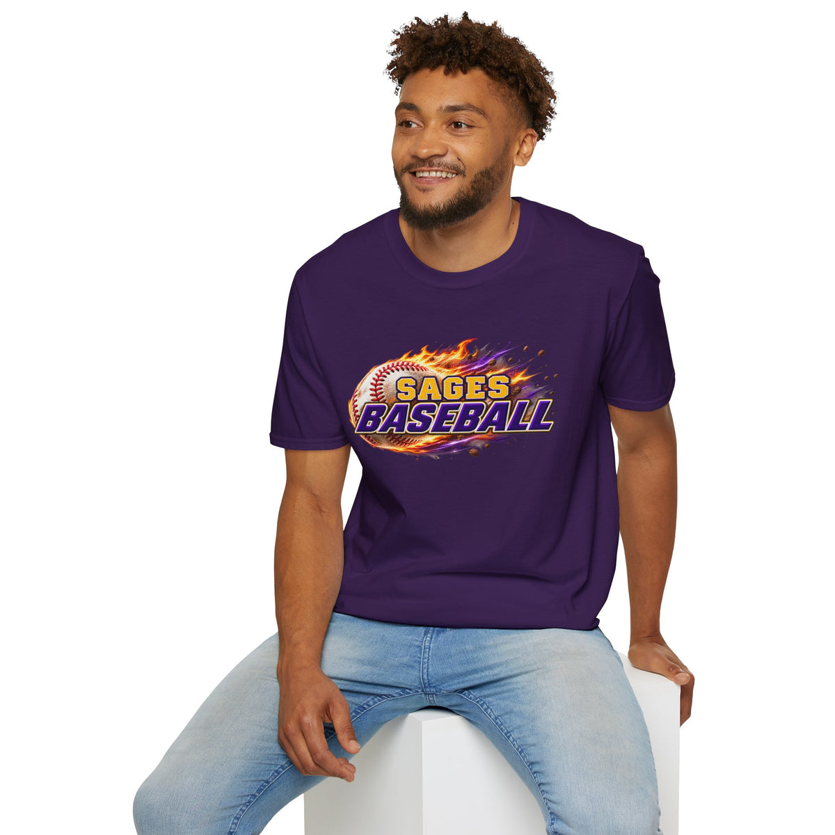 Sages Flaming Baseball T-Shirt — Flaming Baseball Team Tee