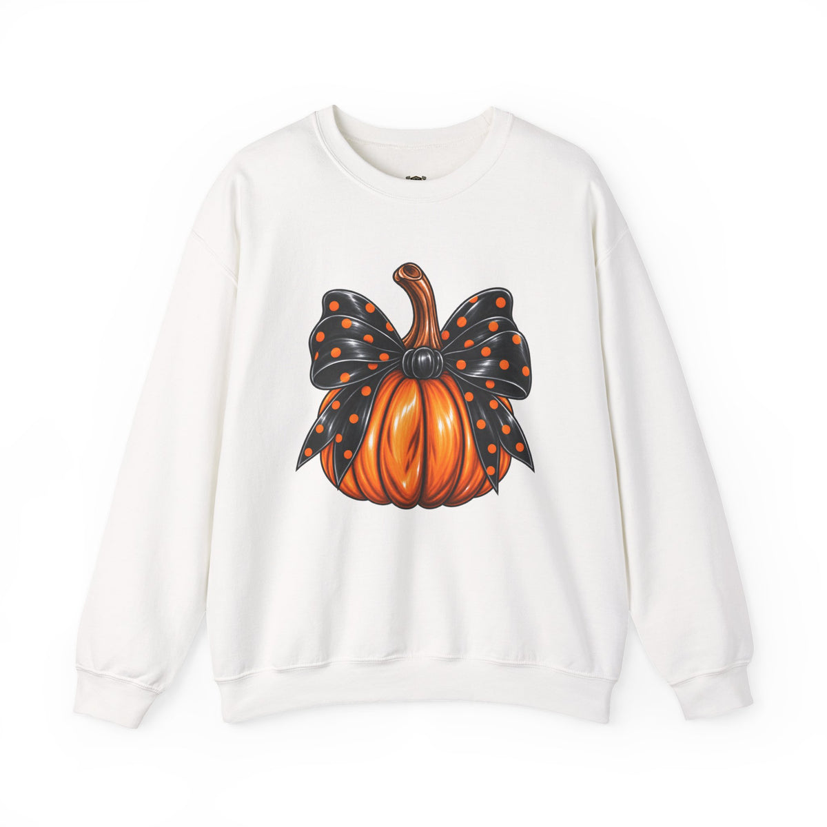 Pumpkin Bow Crewneck Sweatshirt — Cute Halloween Pumpkin Graphic