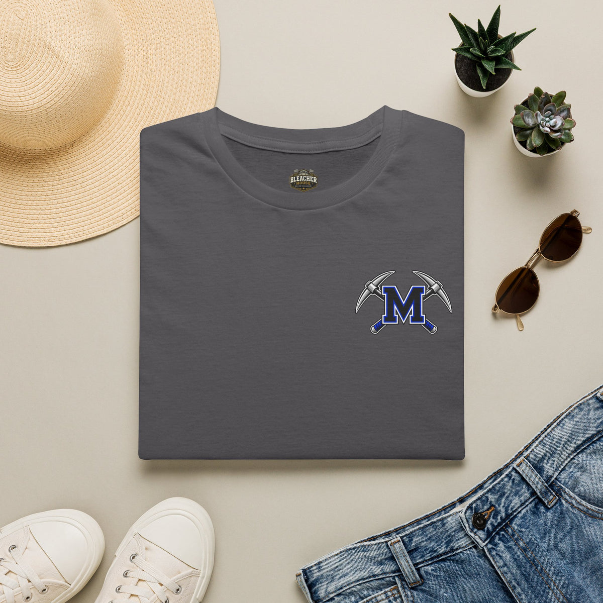 Miners Graphic T-Shirt - Miners Logo on Front, Mascot Design on Back