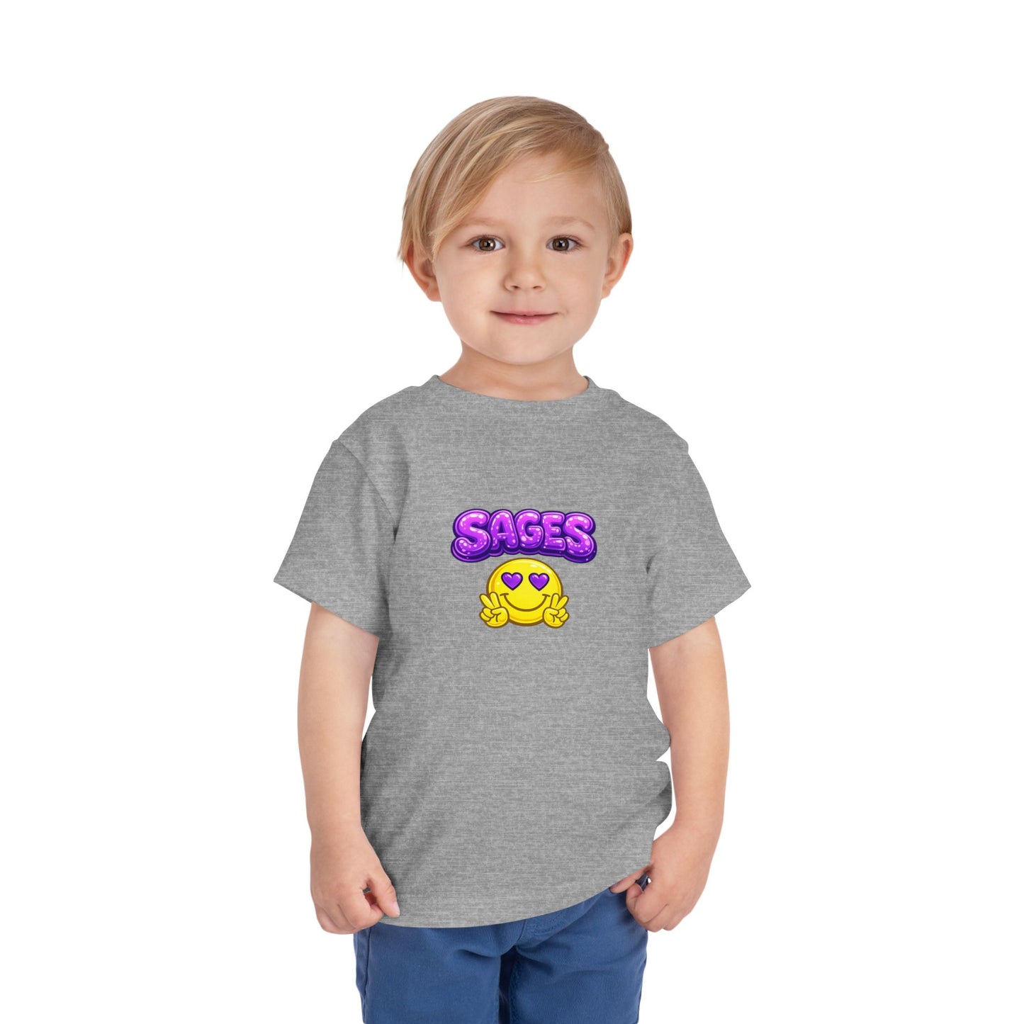 Toddler Tee — "SAGES" Heart-Eyes Emoji Kids Shirt
