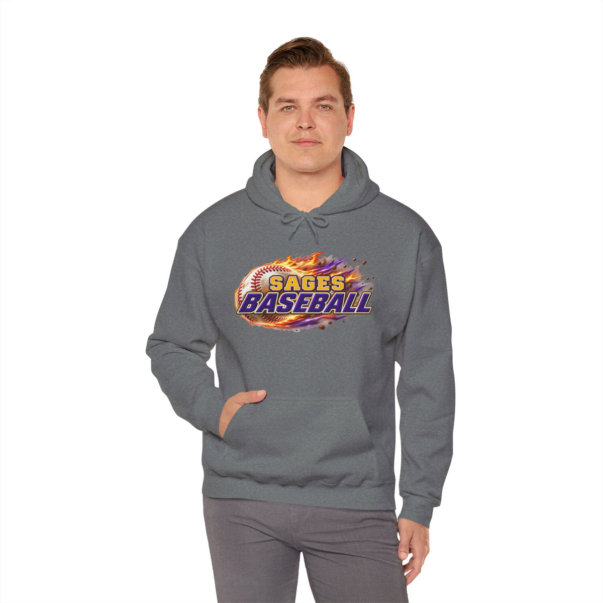Sages Flaming Baseball Hoodie - Team Sweatshirt