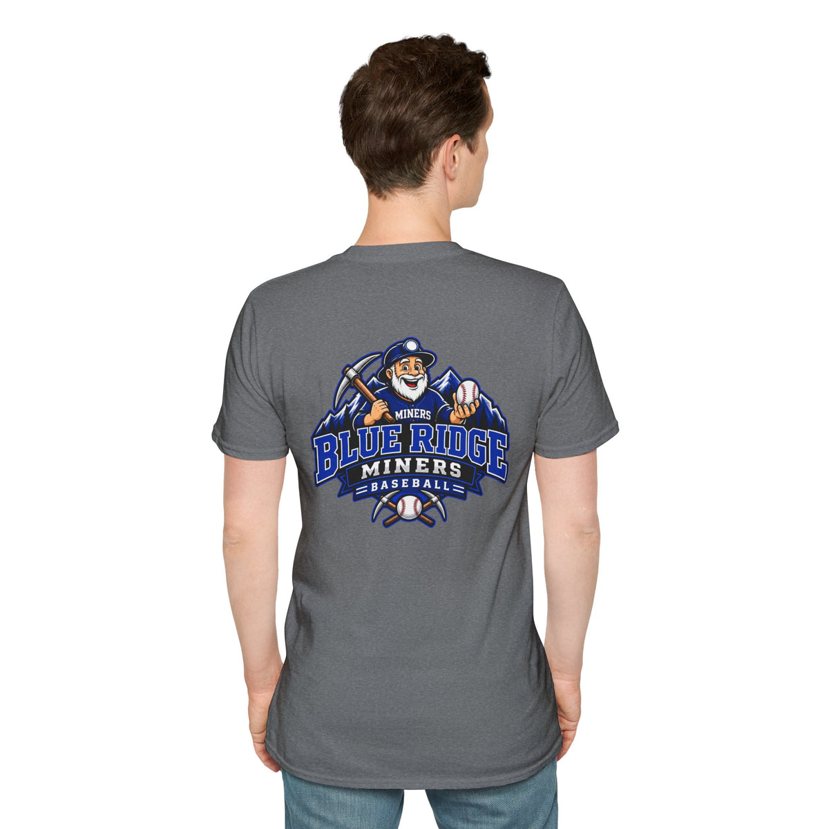 Miners Graphic T-Shirt - Miners Logo on Front, Mascot Design on Back