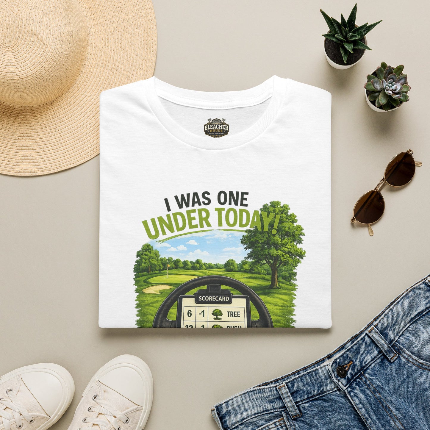 Golf T-Shirt — "I Was One Under Today" REALISTIC VIEW - Funny Scorecard Design